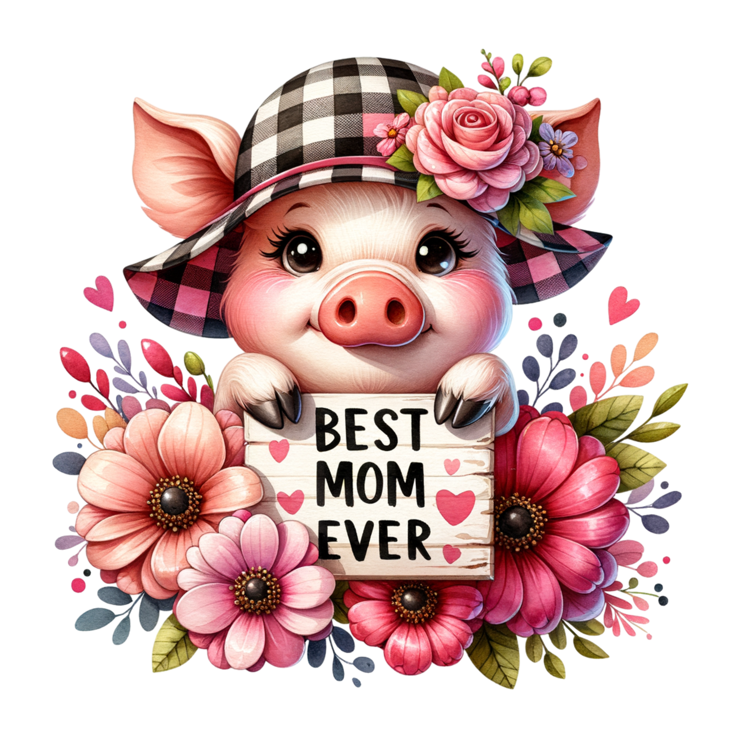 Best Mom Ever Pig 20oz Tumbler with Metal Straw, Straw Cleaner & Rubber Bottom on Tumbler