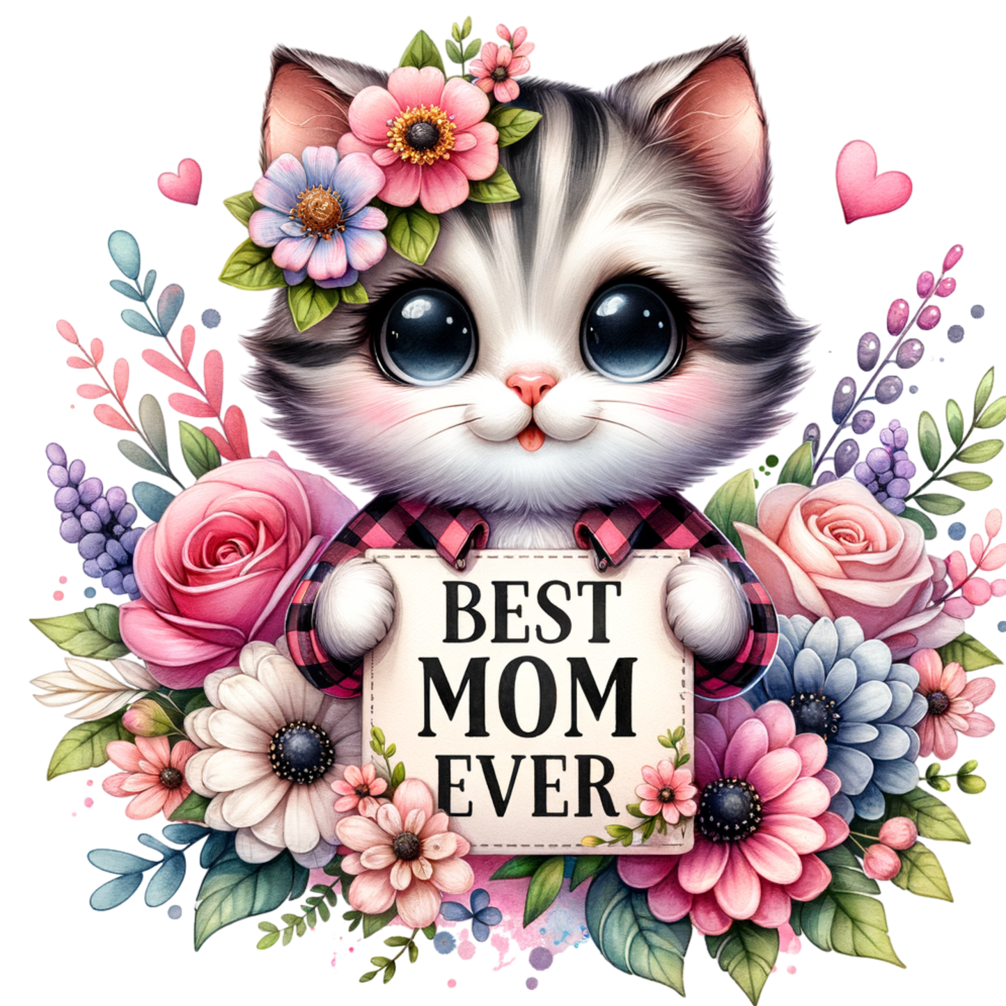 Best Mom Ever Kitty Cat 20oz Tumbler with Metal Straw, Straw Cleaner & Rubber Bottom on Tumbler