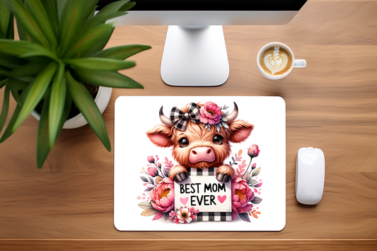Best Mom Ever Adorable Bull Cow Mouse Pad