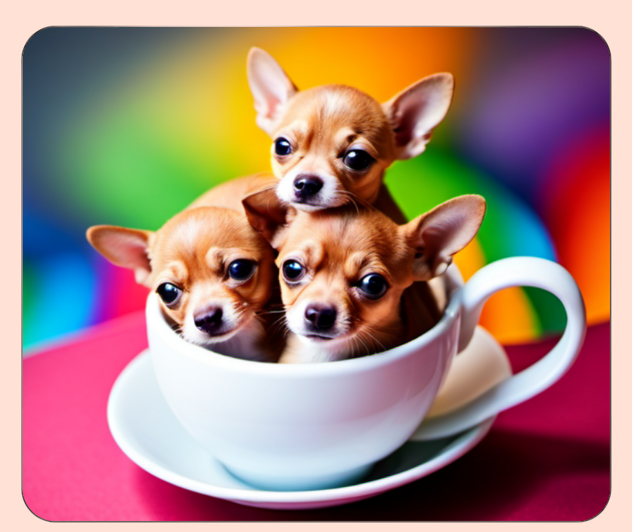 Adorable Chihuahua Trio in a Coffee Cup - Whimsical Mouse Pad with a Splash of Color for Dog Lovers!