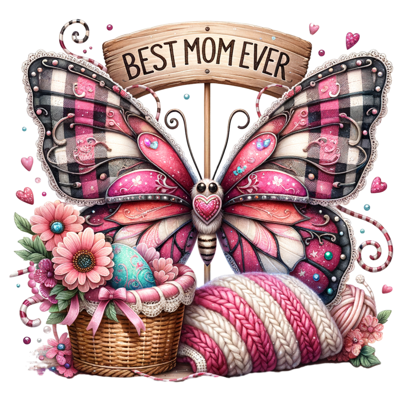 Best Mom Ever Butterfly 20oz Tumbler with Metal Straw, Straw Cleaner & Rubber Bottom on Tumbler