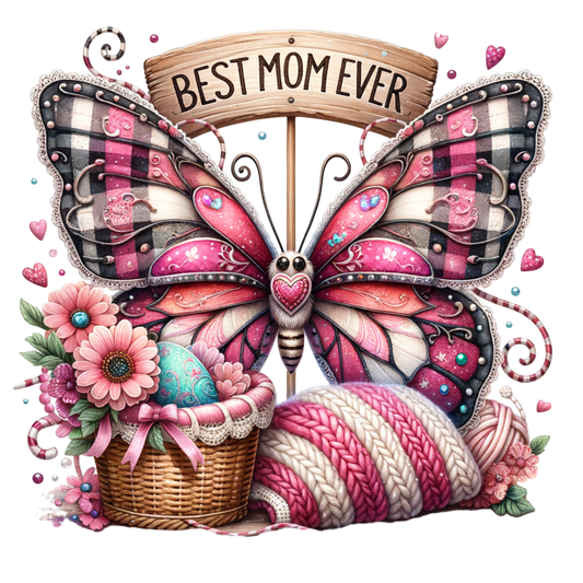 Best Mom Ever Adorable Butterfly Basket Yarn Mouse Pad