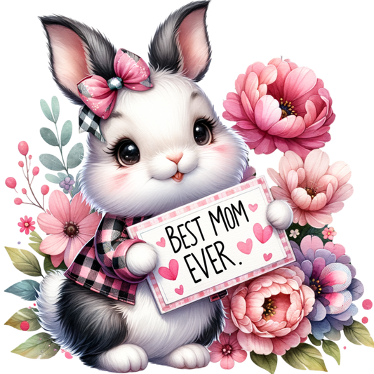 Best Mom Ever Adorable Bunny Rabbit Mouse Pad