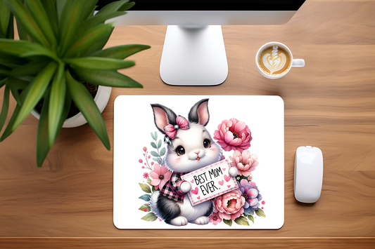 Best Mom Ever Adorable Bunny Rabbit Mouse Pad
