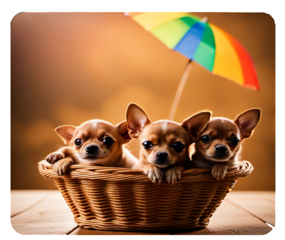 Adorable Chihuahua Trio in a Coffee Cup - Whimsical Mouse Pad with a Splash of Color for Dog Lovers!