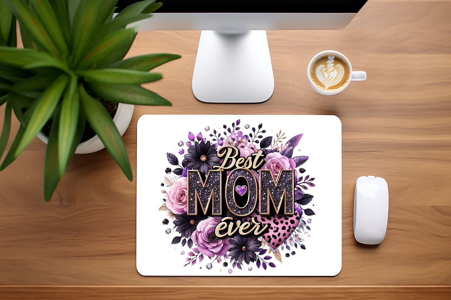 Best Mom Ever  Beautiful Purple Flowers Mouse Pad