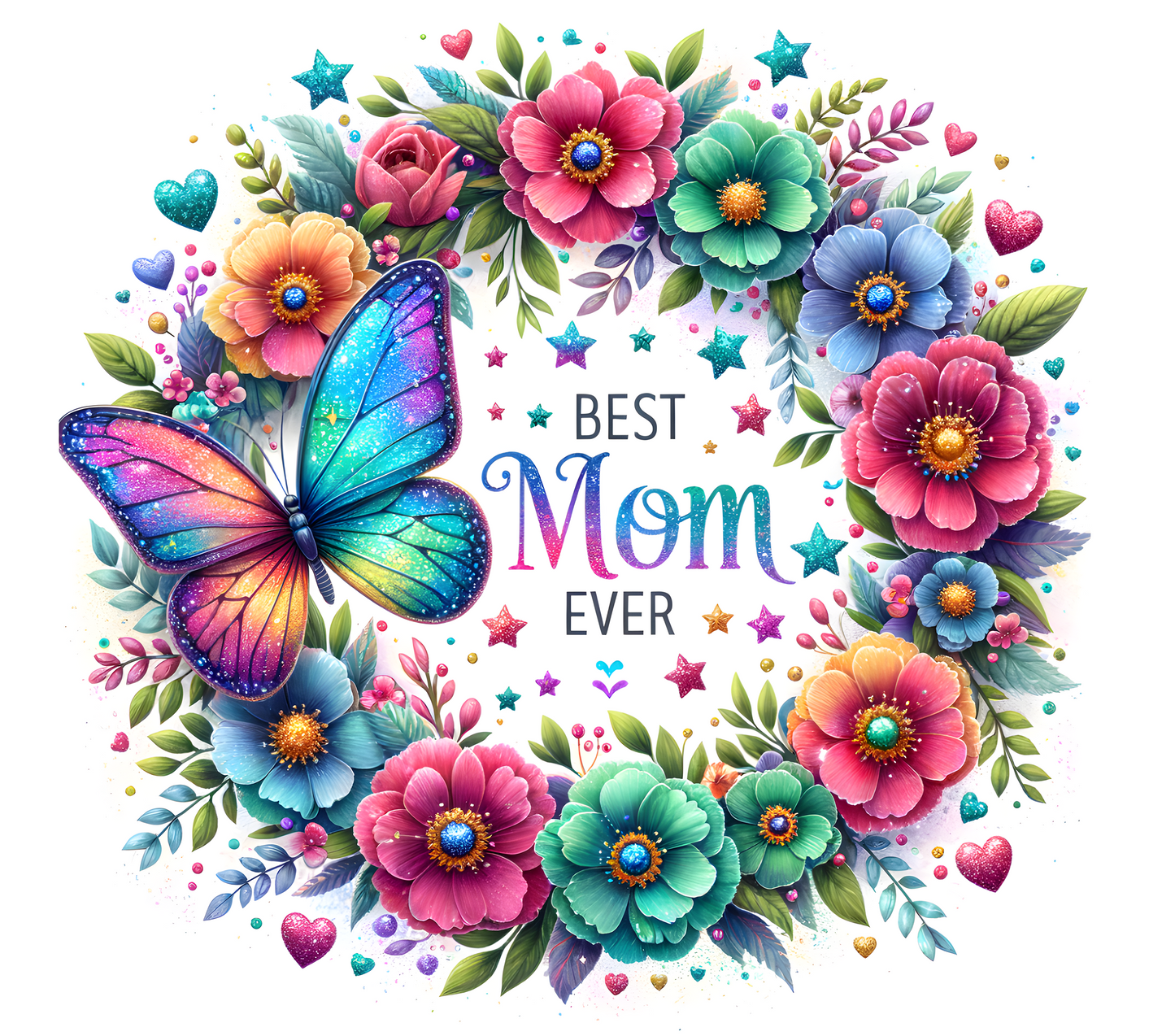 Best Mom Ever Beautiful Flowers with Butterfly Mouse Pad